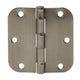 Door Hinges, Rounded 3.5" x 3.5" - one pair, Satin Nickel