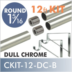 CONNECT Threaded 1 5/16 Round Rod Kit, 12ft, Dull Chrome, Style B