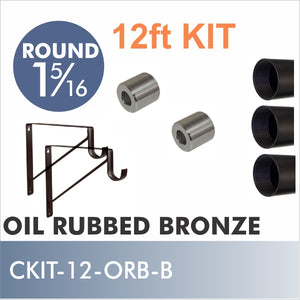 CONNECT Threaded 1 5/16 Round Rod Kit, 12ft, Oil Rubbed Bronze, Style B