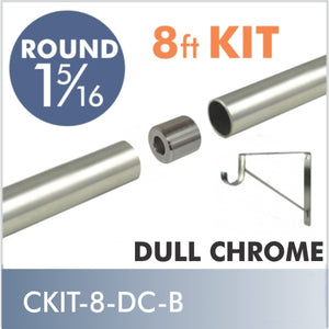 CONNECT Threaded 1 5/16 Round Rod Kit, 8ft, Dull Chrome, Style B
