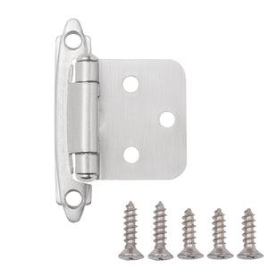 Cabinet 1-2" Overlay Hinge, 10 Pair, Satin Nickel