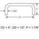 4 inch Wire Pull MC427, Satin Clear Anodized