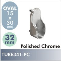 Oval 32mm Pin Rod Flange, Polished Chrome