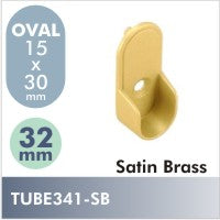 Oval 32mm Pin Rod Flange, Satin Brass