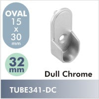 Oval 32mm Pin Rod Flange, Dull Chrome