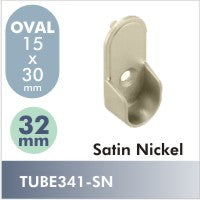 Oval 32mm Pin Rod Flange, Satin Nickel