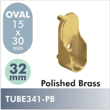 Oval 32mm Pin Rod Flange, Polished Brass