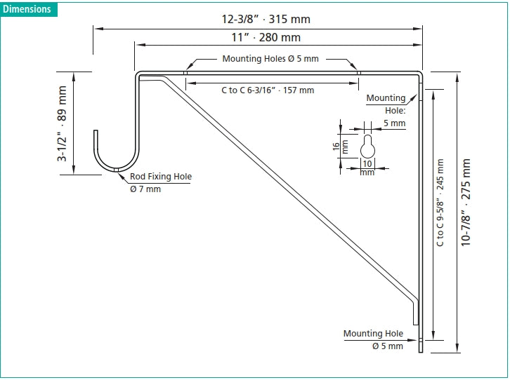 Shelf & Rod Bracket, Polished Chrome USF Hardware Decor