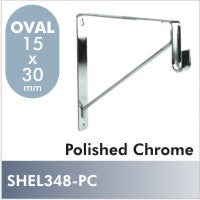 Shelf & Rod Bracket for oval rod, Polished Chrome
