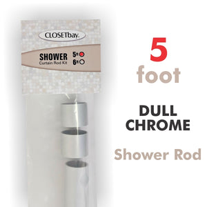 Straight Shower Rod, 1 1/16 diameter Dull Chrome 5ft