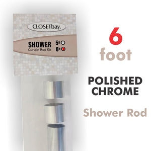 Straight Shower Rod, Polished Chrome 6ft