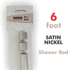 Straight Shower Rod, 1 1/16 diameter Satin Nickel 6ft