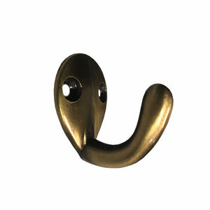 Small Single Hook, Antique Brass