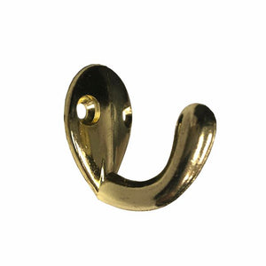 Small Single Hook, Polished Brass