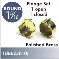 32mm Pinned Socket Flange Set , For 1 5/16 Polished Brass Closet Rod
