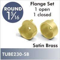 32mm Pinned Socket Flange Set For 1 5/16 Satin Brass Closet Rod