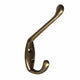 Straight Coat & Hat Hook, Antique Brass