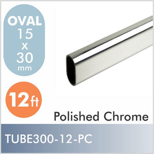 12ft Oval Closet Rod, Polished Chrome