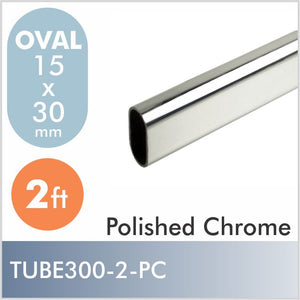 2ft Oval Closet Rod, Polished Chrome