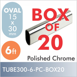 Box of 20, 6ft Oval Closet Rod, Polished Chrome