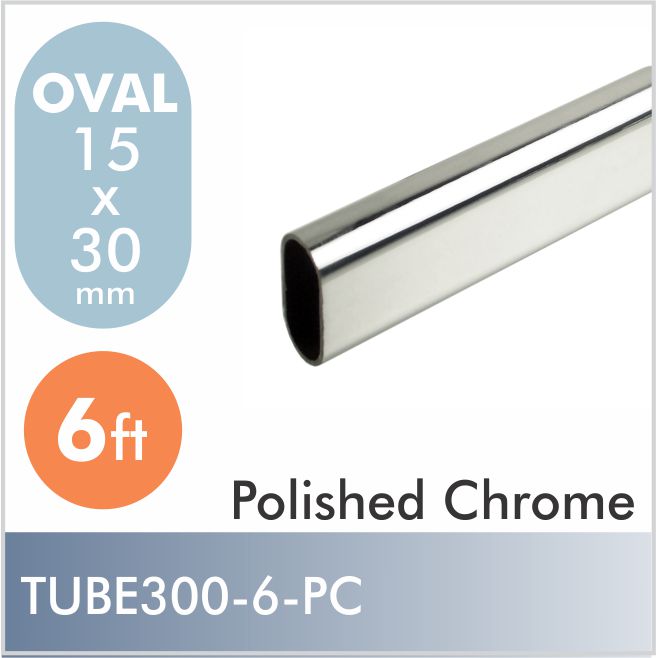 6ft Oval Closet Rod, Polished Chrome plated steel – Hardware Decor