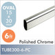 6ft Oval Closet Rod, Polished Chrome plated steel