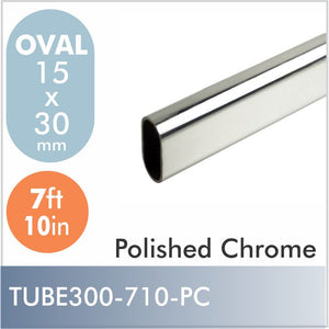 7ft 10in Oval Closet Rod, Polished Chrome