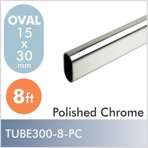 8ft Oval Closet Rod, Polished Chrome plated steel