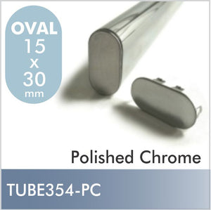 End Cap for Oval Rod, Polished Chrome