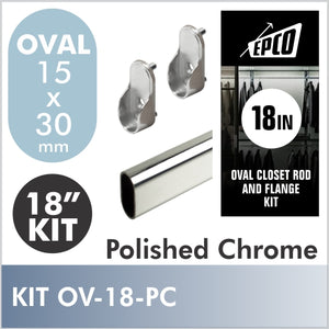 18" Polished Chrome Oval Rod Kit