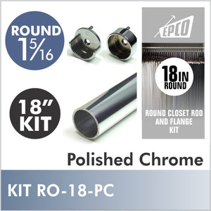 18" Polished Chrome Round 1 5/16 Rod Kit