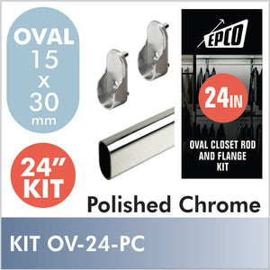 24" Polished Chrome Oval Rod Kit