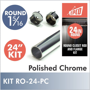 24 Inch Polished Chrome Round 1 5/16 Rod Kit