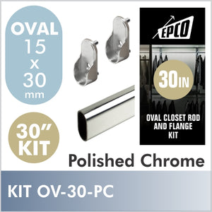 30 Inch Polished Chrome Oval Rod Kit