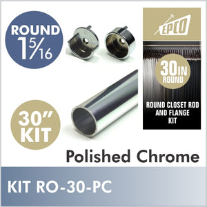 30" Polished Chrome Round 1 5/16 Rod Kit