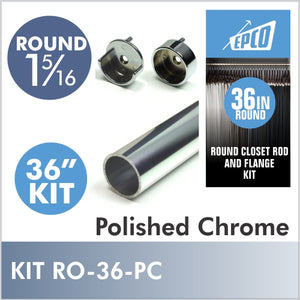 36" Polished Chrome Round 1 5/16 Rod Kit