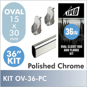 36 Inch Polished Chrome Oval Rod Kit