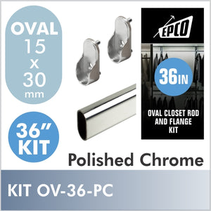 36" Polished Chrome Oval Rod Kit